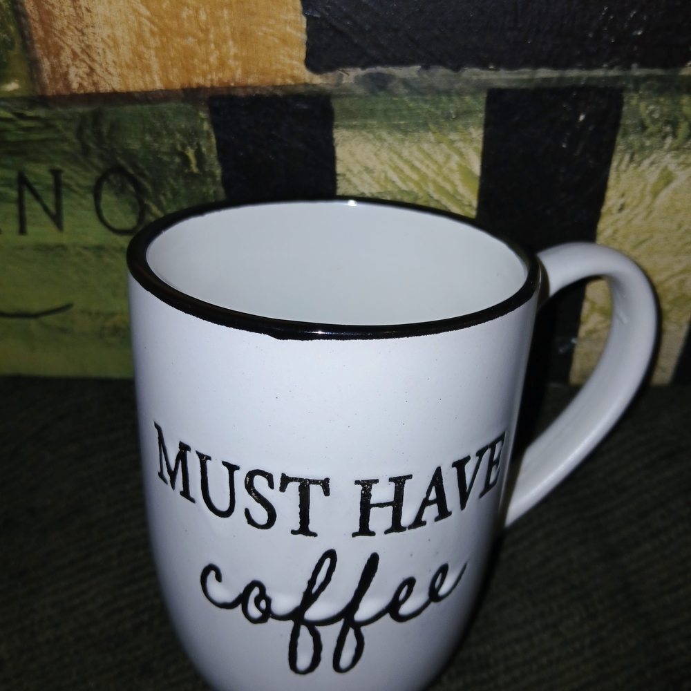 White Coffee Mug with Black Rim